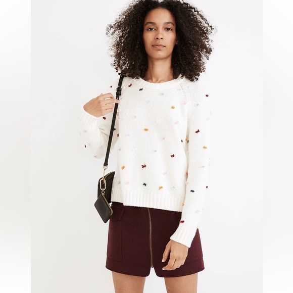 Madewell Sweater Women’s L White Rainbow Knot Pullover‎ Long Sleeve Knit - Picture 1 of 13